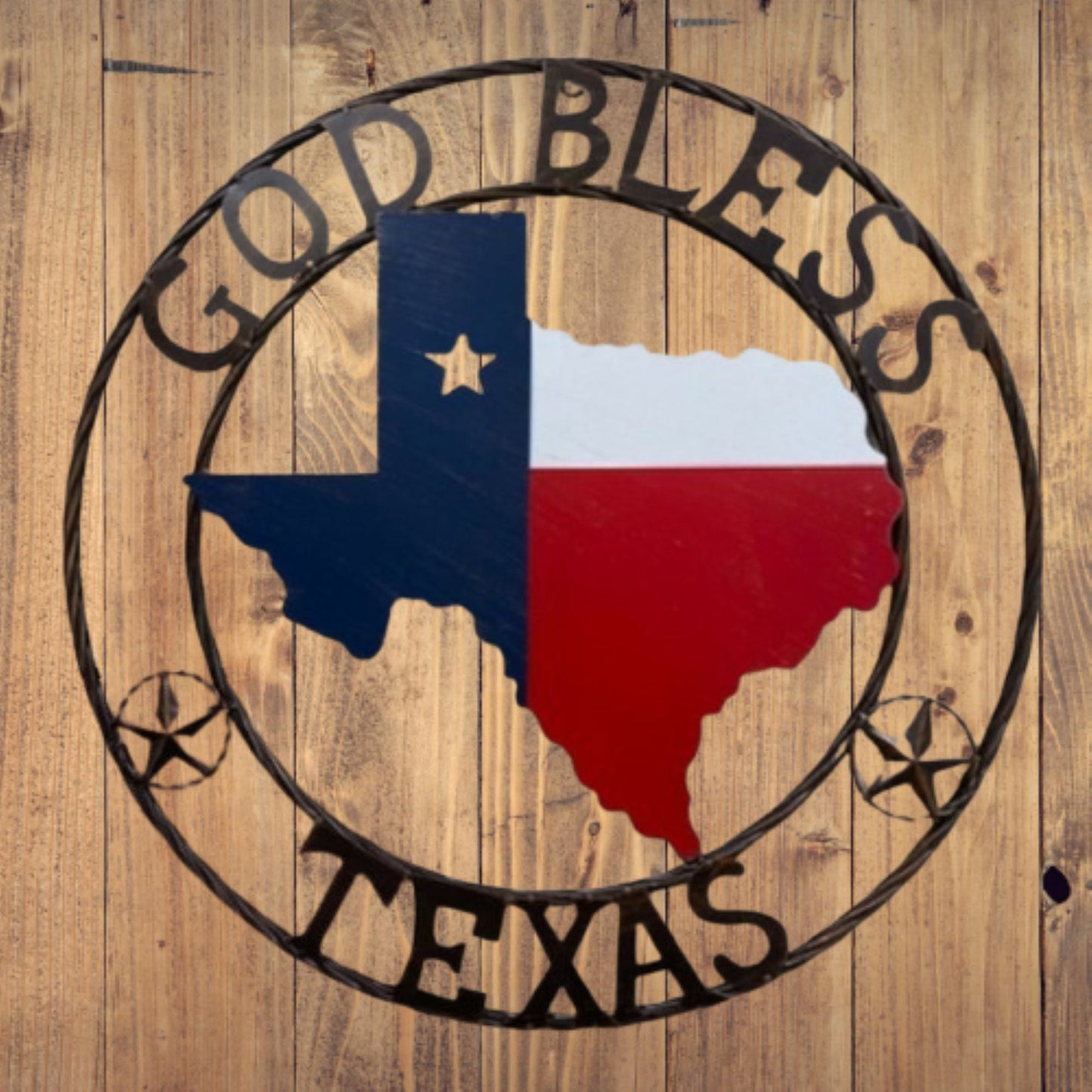 24" GOD BLESS TEXAS MAP METAL SIGN WESTERN HOME DECOR HANDMADE #EH13241