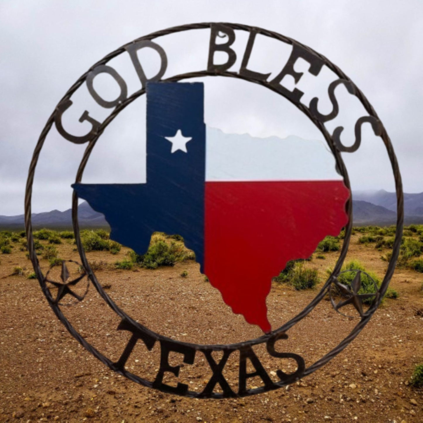24" GOD BLESS TEXAS MAP METAL SIGN WESTERN HOME DECOR HANDMADE #EH13241