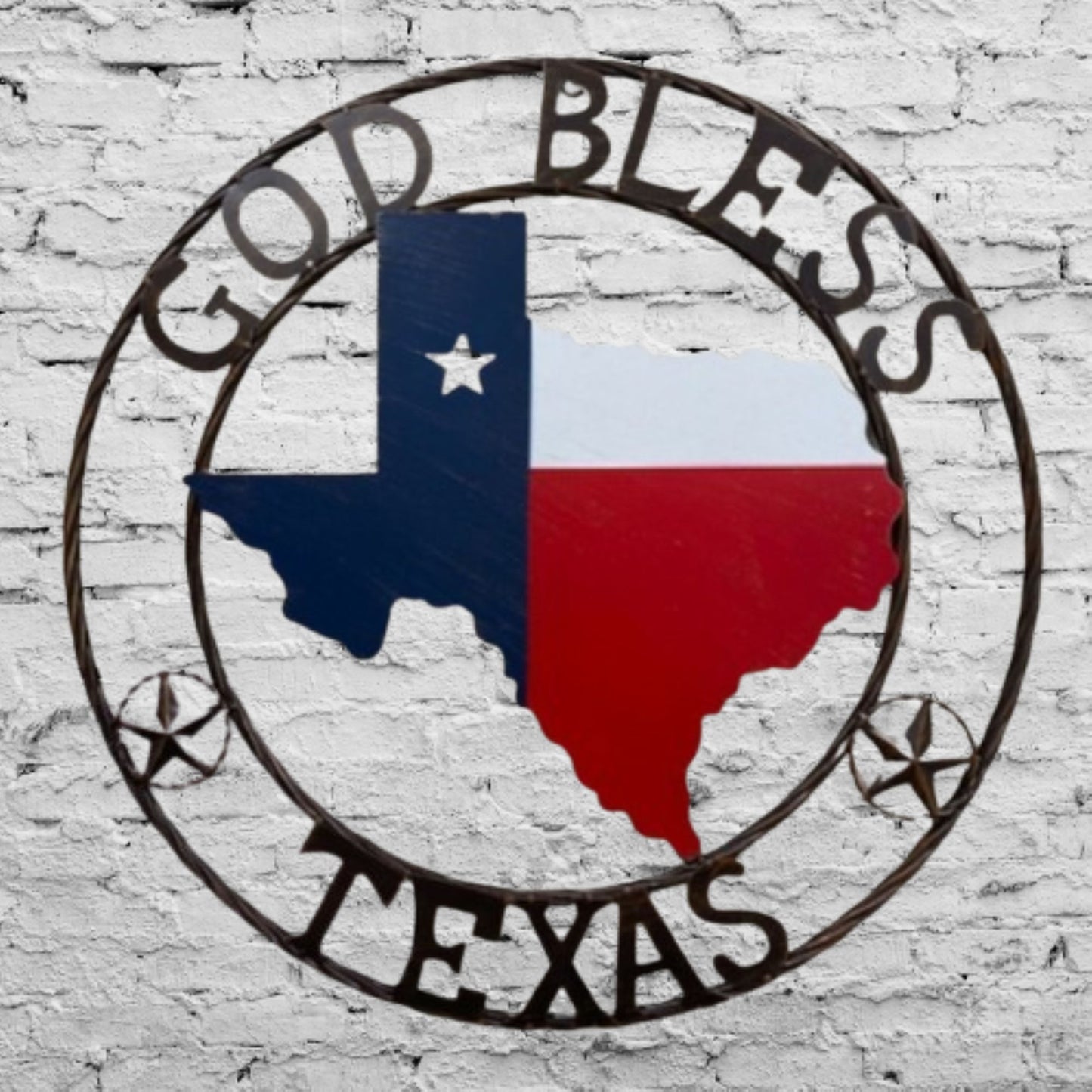 24" GOD BLESS TEXAS MAP METAL SIGN WESTERN HOME DECOR HANDMADE #EH13241