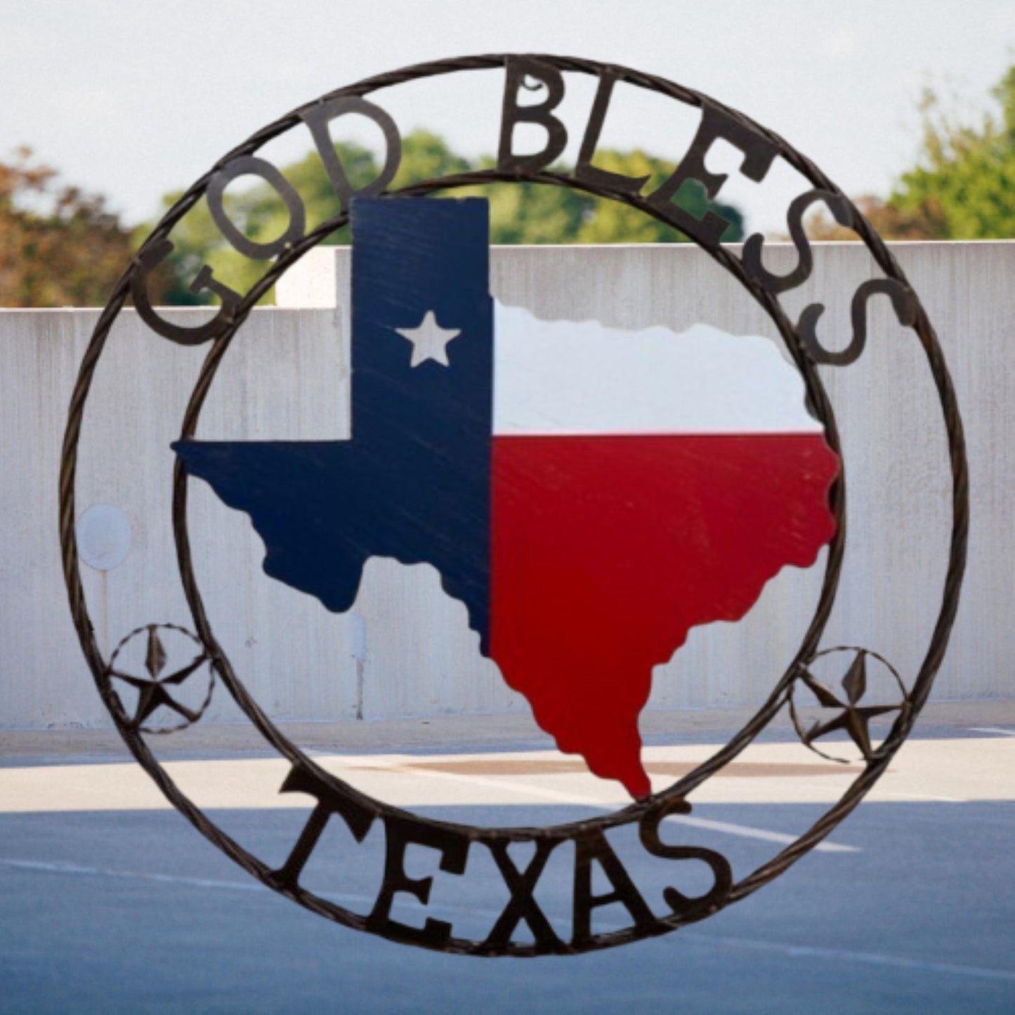 24" GOD BLESS TEXAS MAP METAL SIGN WESTERN HOME DECOR HANDMADE #EH13241