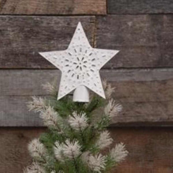 WHITEWASHED STAR TREE TOPPER 5" CHRISTMAS ORNAMENTS WESTERN HOME DECOR NEW #EH13185