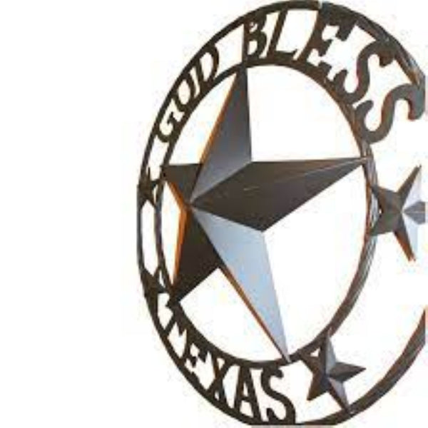 GOD BLESS TEXAS BROWN BARN STAR METAL LONE STAR TWISTED ROPE RING WESTERN HOME DECOR HANDMADE NEW #EH11085