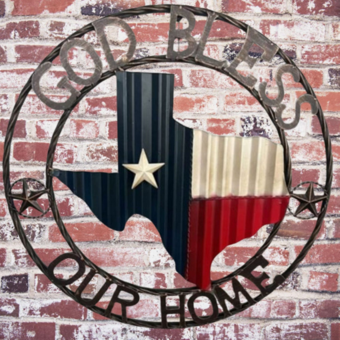 24" WAVY GOD BLESS PUR HOME STATE OF TEXAS METAL CRAFT SIGN WESTERN HOME DECOR HANDMADE NEW #EH12969