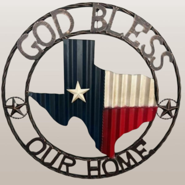 24" WAVY GOD BLESS PUR HOME STATE OF TEXAS METAL CRAFT SIGN WESTERN HOME DECOR HANDMADE NEW #EH12969