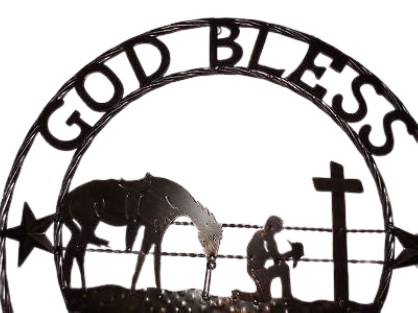 #SI_XL2114 GOD BLESS OUR HOME PRAYING CROSS 24",32" METAL SIGN WESTERN HOME DECOR HANDMADE NEW