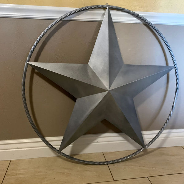 GREY STAR BARN METAL STAR TWISTED ROPE RING WESTERN HOME DECOR HANDMADE 12",24",36",48",60",72" #EH12022