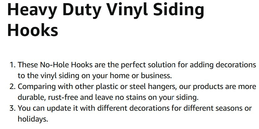 1.5" LONG VINYL SIDING HOOK 2 PKG SET FOR METAL BARN STAR HANG WALL ART WESTERN HOME DECOR HANDMADE #EH12916