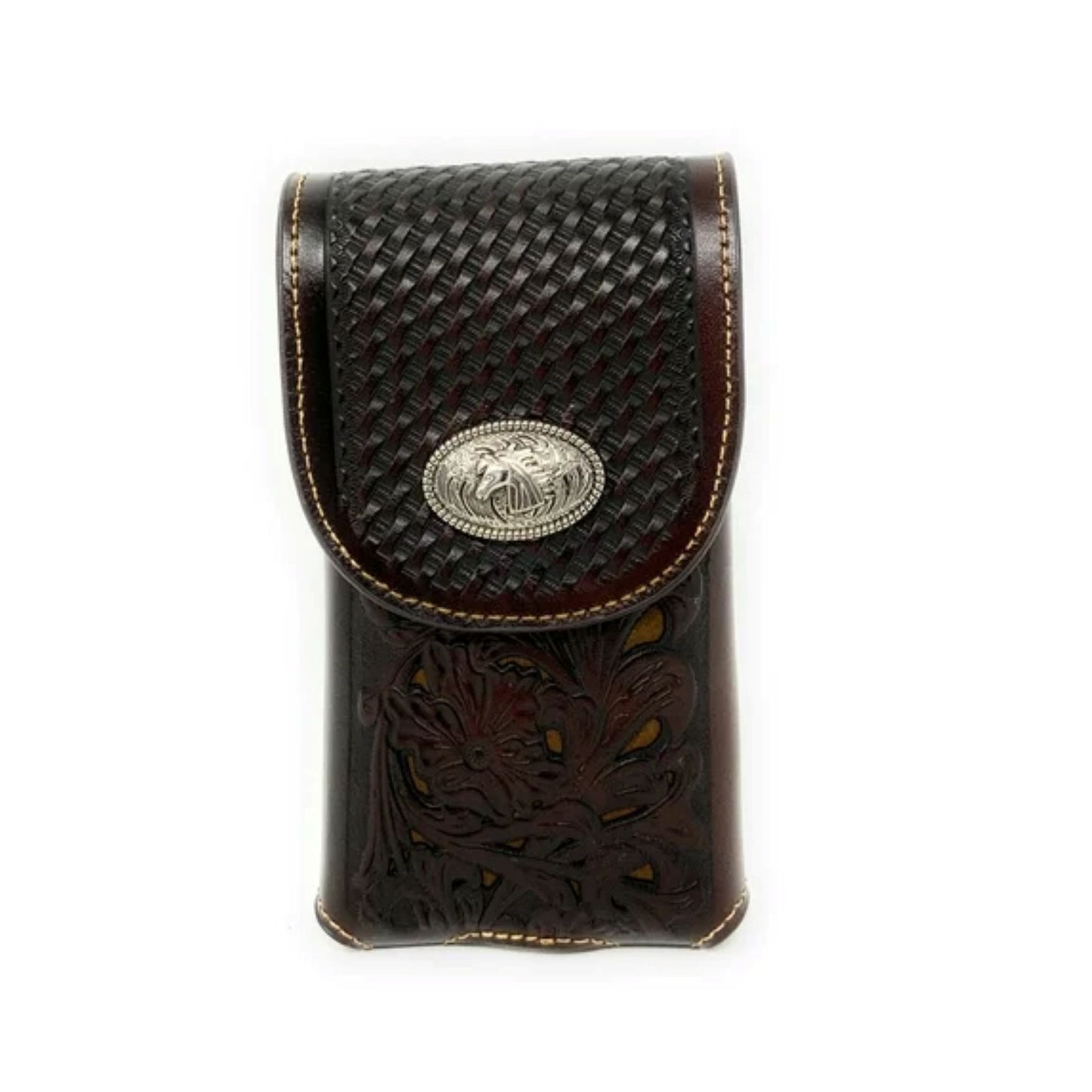 7" HORSE COFFEE BEIGE LEATHER POUCH EXTRA LARGE  BELT LOOP HOLSTER CELL PHONE CASE UNIVERSAL OVERSIZE HANDMADE #EH13085