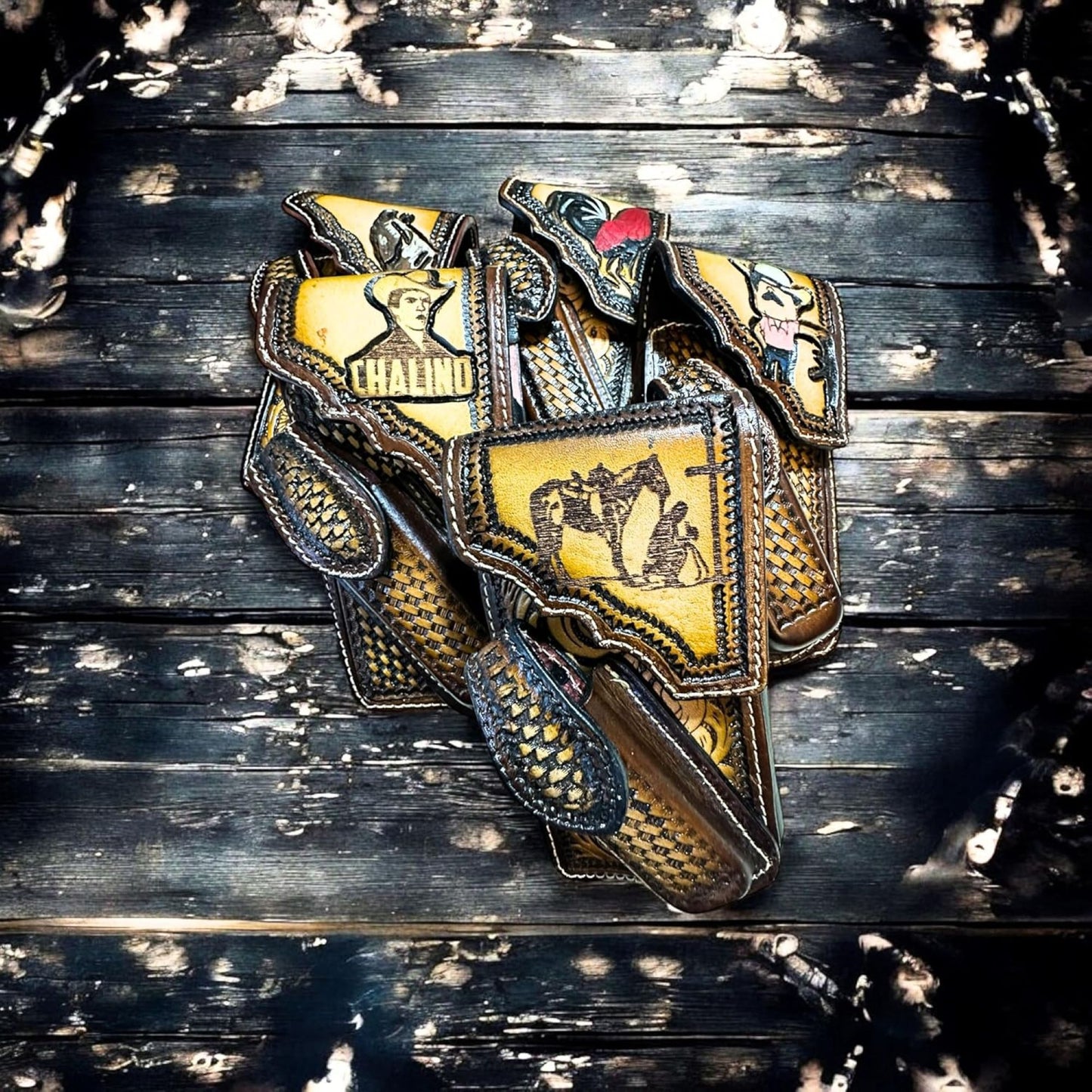 HORSE LEATHER HOLSTER PHONE POUCH WITH KNIFE HOLDER FRONT EXTRA LARGE  BELT LOOP CELL PHONE CASE UNIVERSAL OVERSIZE #EH12977