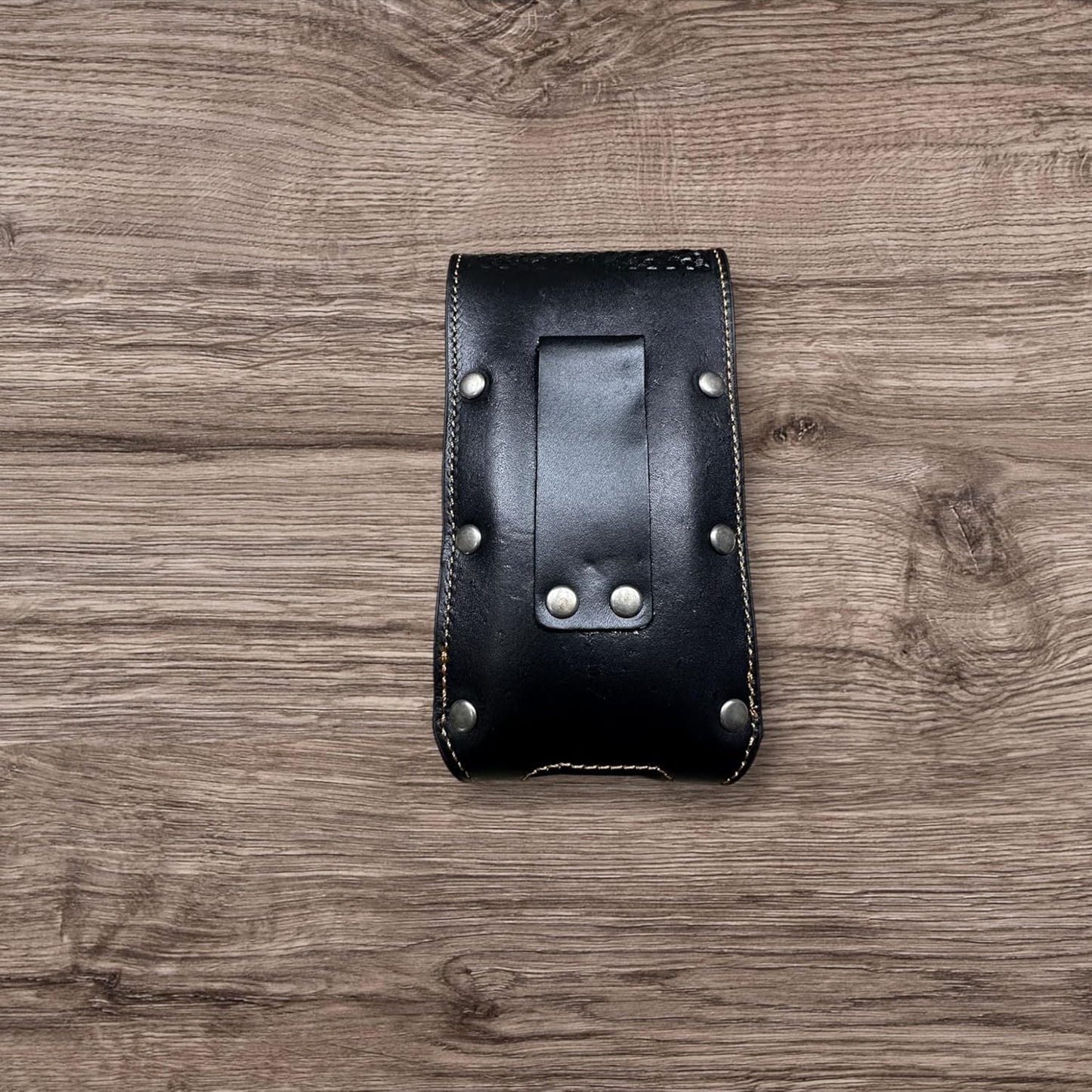 7" HORSE BLACK WHITE LEATHER POUCH EXTRA LARGE  BELT LOOP HOLSTER CELL PHONE CASE UNIVERSAL OVERSIZE HANDMADE #EH13847