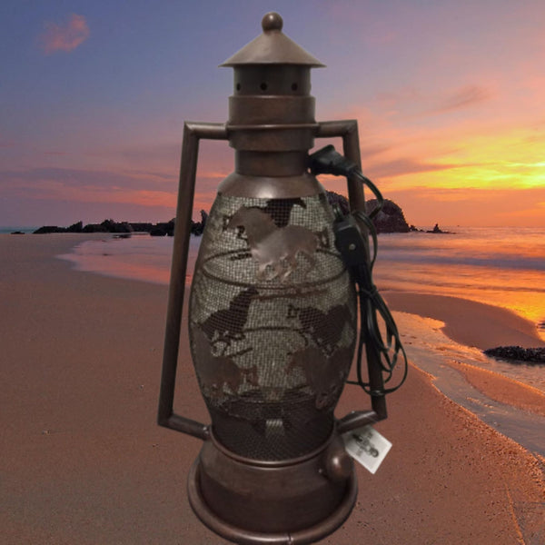 HORSE RUNNING METAL ART ELECTRIC LANTERN LAMP WESTERN HOME WALL DECOR LIGHTING #EH12729