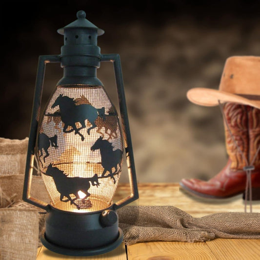 HORSE RUNNING METAL ART ELECTRIC LANTERN LAMP WESTERN HOME WALL DECOR LIGHTING #EH12729