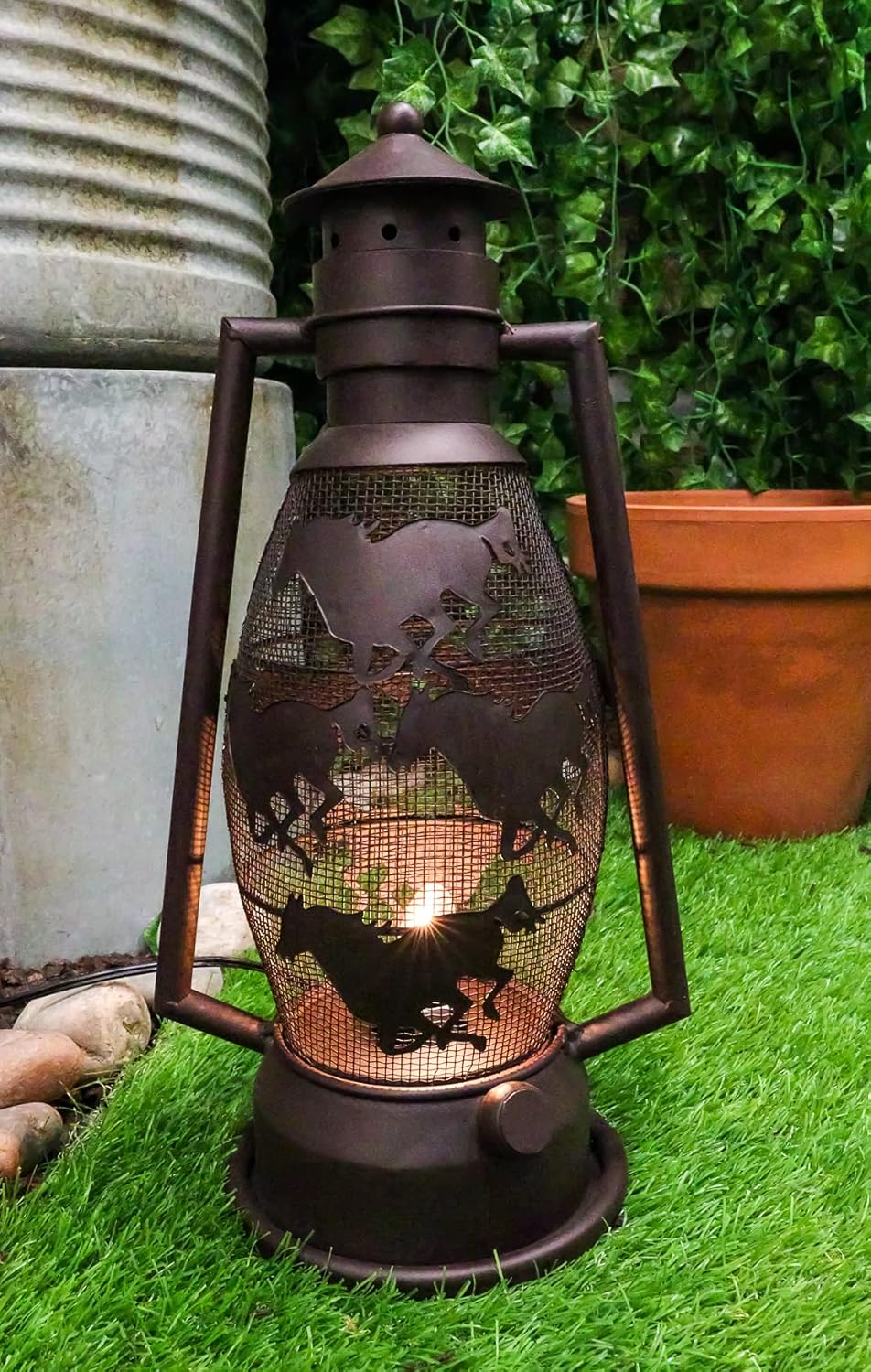 HORSE RUNNING METAL ART ELECTRIC LANTERN LAMP WESTERN HOME WALL DECOR LIGHTING #EH12729