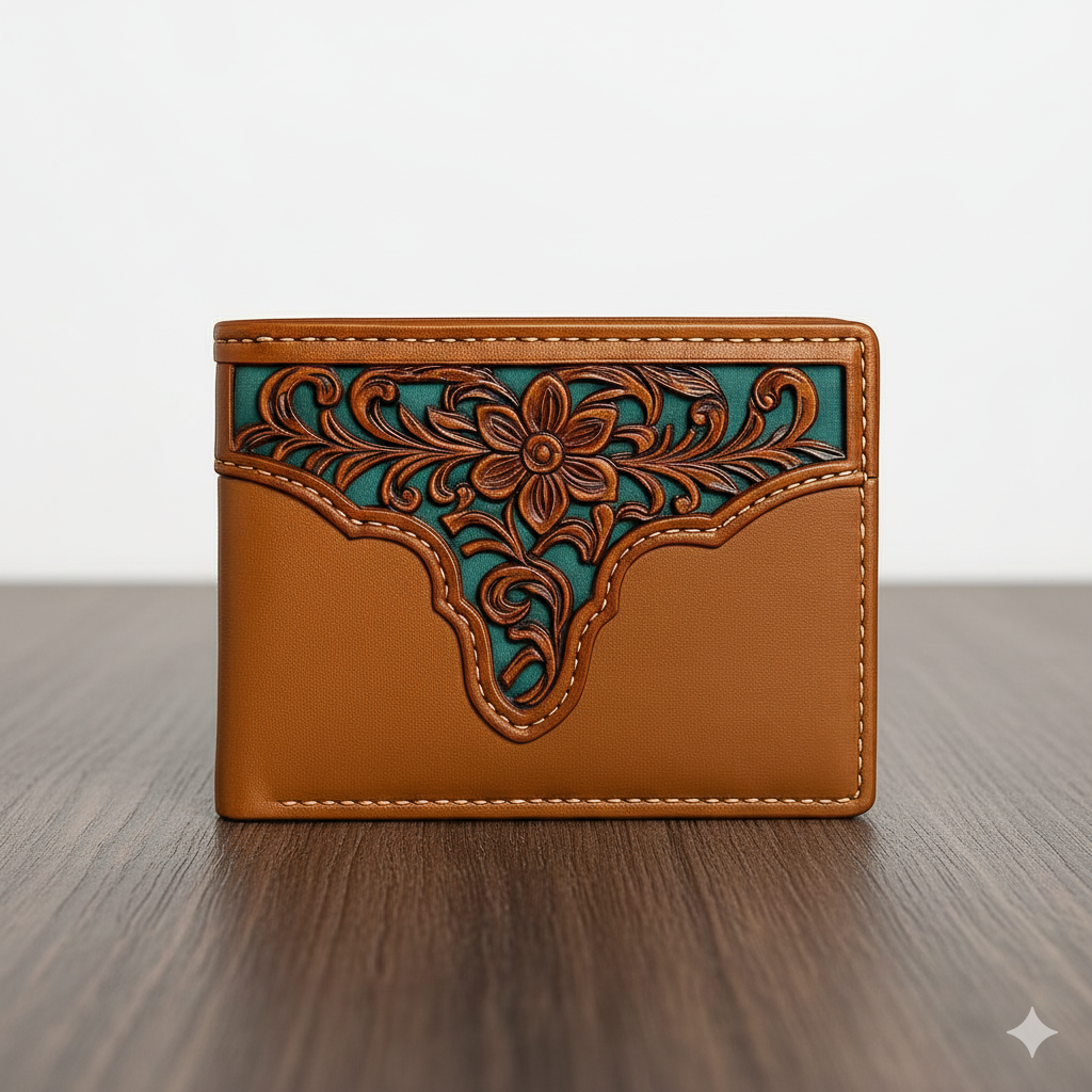 MEN'S WALLET GENUINE LEATHER BIFOLD WESTERN STYLE WALLET NEW