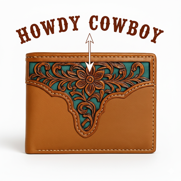 MEN'S WALLET GENUINE LEATHER BIFOLD WESTERN STYLE WALLET NEW
