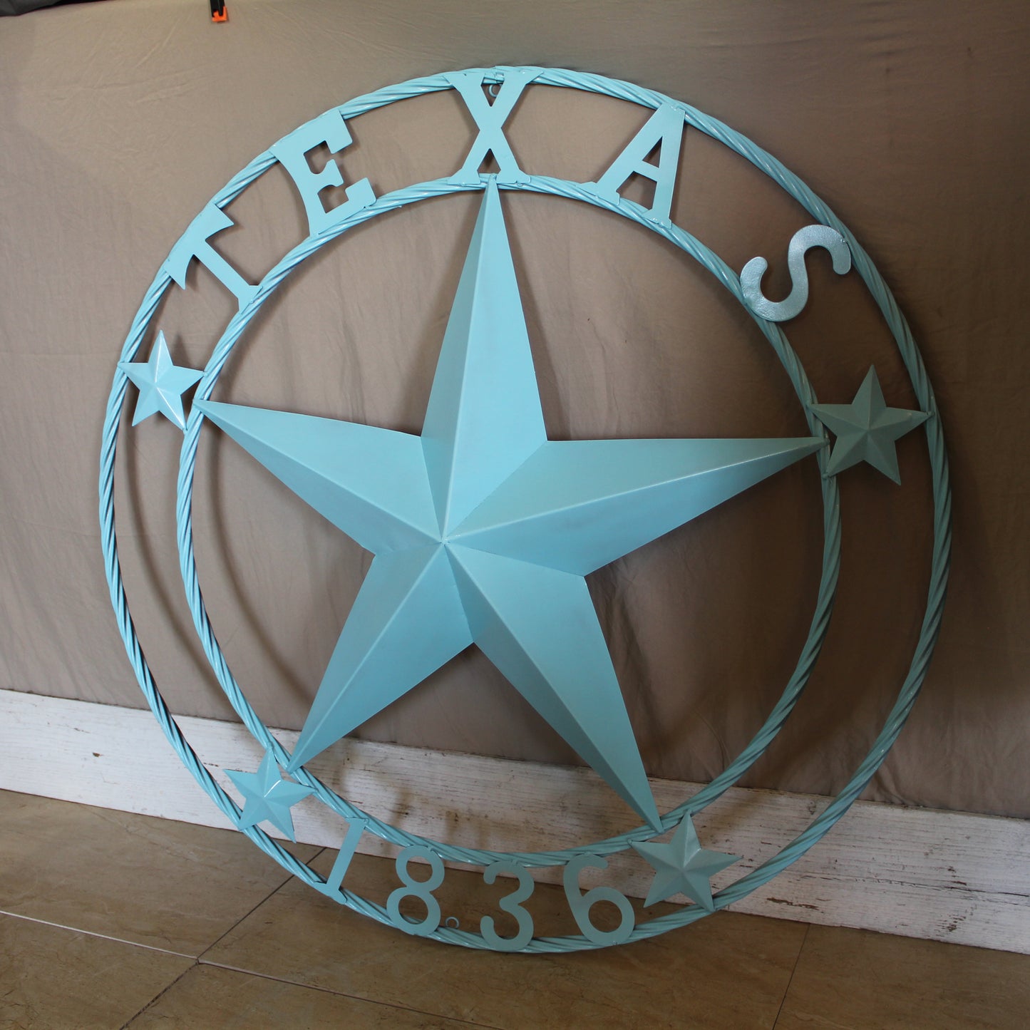 TEXAS 1836 TURQUOISE AQUA BARN METAL 3d LONESTAR WESTERN HOME DECOR NEW #EH12841 24",36",40",50"
