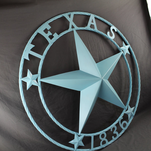 TEXAS 1836 TURQUOISE AQUA BARN METAL 3d LONESTAR WESTERN HOME DECOR NEW #EH12841 24",36",40",50"