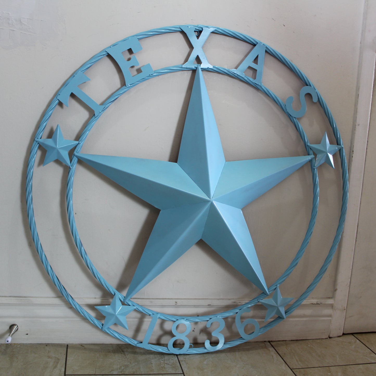 TEXAS 1836 TURQUOISE AQUA BARN METAL 3d LONESTAR WESTERN HOME DECOR NEW #EH12841 24",36",40",50"