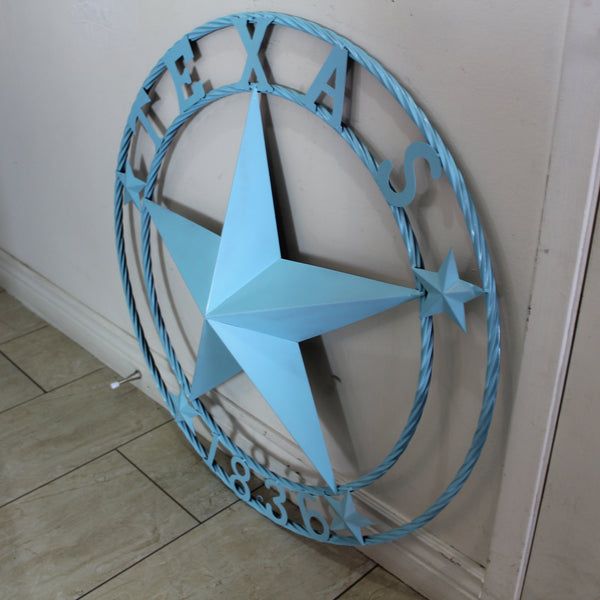 TEXAS 1836 TURQUOISE AQUA BARN METAL 3d LONESTAR WESTERN HOME DECOR NEW #EH12841 24",36",40",50"