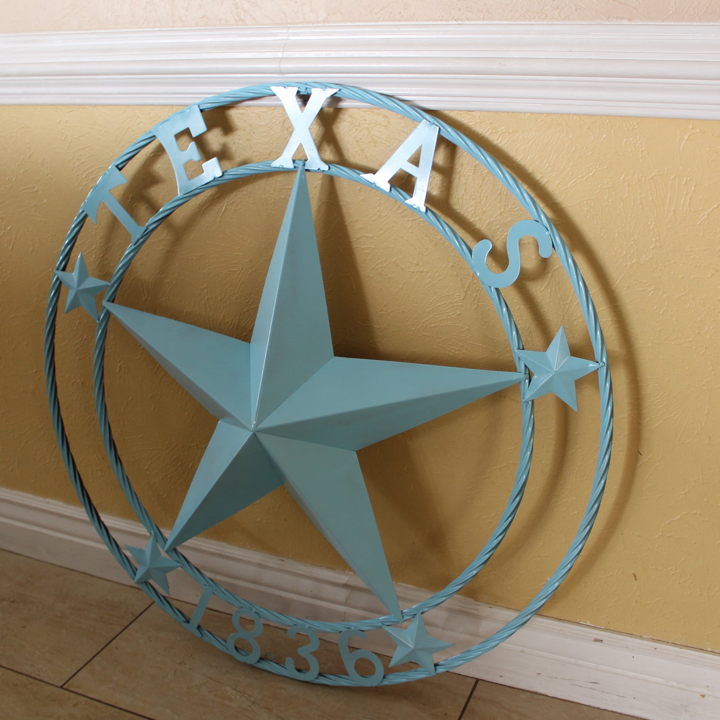 TEXAS 1836 TURQUOISE AQUA BARN METAL 3d LONESTAR WESTERN HOME DECOR NEW #EH12841 24",36",40",50"