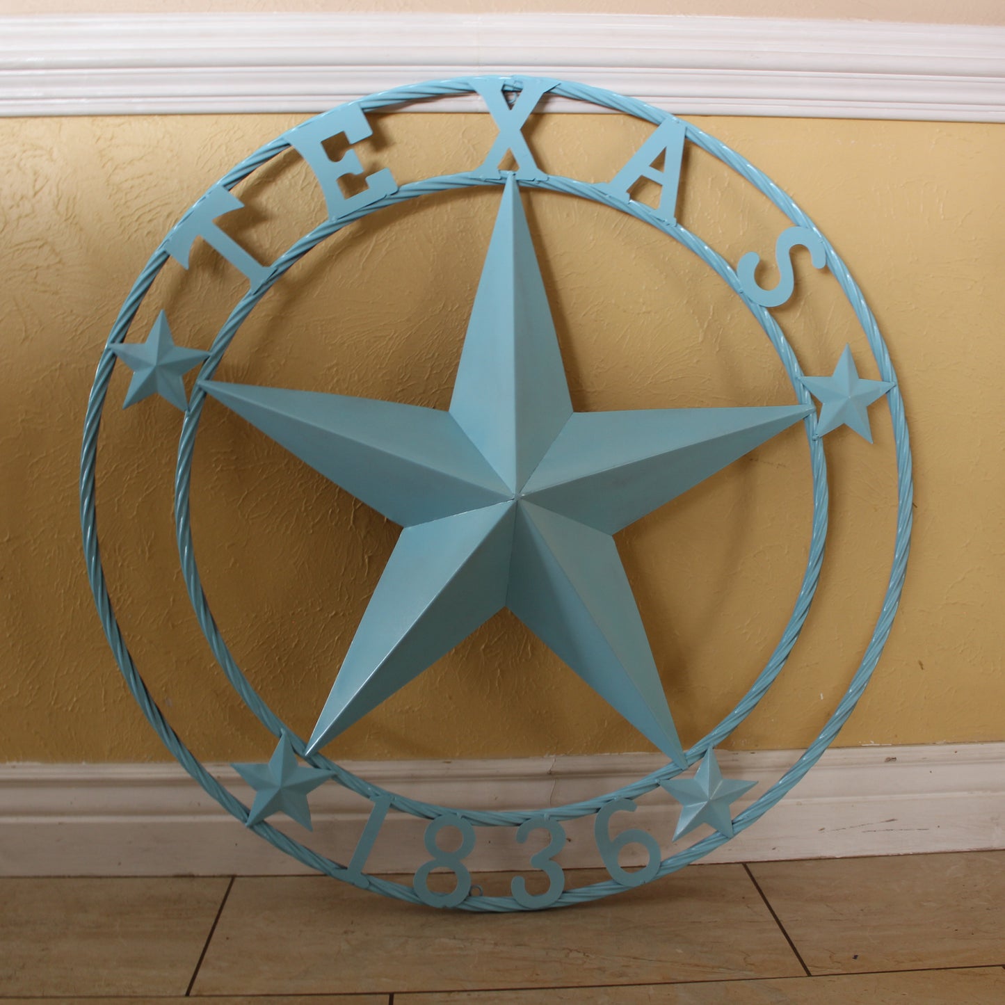 TEXAS 1836 TURQUOISE AQUA BARN METAL 3d LONESTAR WESTERN HOME DECOR NEW #EH12841 24",36",40",50"