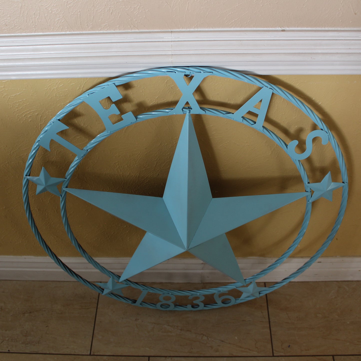 TEXAS 1836 TURQUOISE AQUA BARN METAL 3d LONESTAR WESTERN HOME DECOR NEW #EH12841 24",36",40",50"