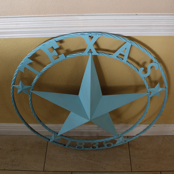 TEXAS 1836 TURQUOISE AQUA BARN METAL 3d LONESTAR WESTERN HOME DECOR NEW #EH12841 24",36",40",50"