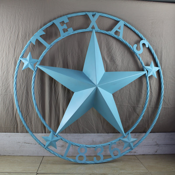 TEXAS 1836 TURQUOISE AQUA BARN METAL 3d LONESTAR WESTERN HOME DECOR NEW #EH12841 24",36",40",50"