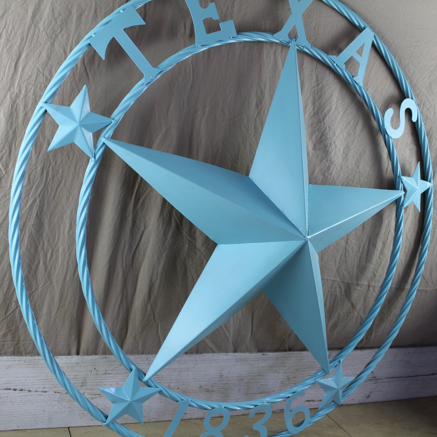 TEXAS 1836 TURQUOISE AQUA BARN METAL 3d LONESTAR WESTERN HOME DECOR NEW #EH12841 24",36",40",50"