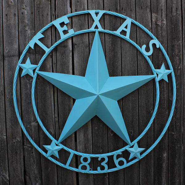 TEXAS 1836 TURQUOISE AQUA BARN METAL 3d LONESTAR WESTERN HOME DECOR NEW #EH12841 24",36",40",50"