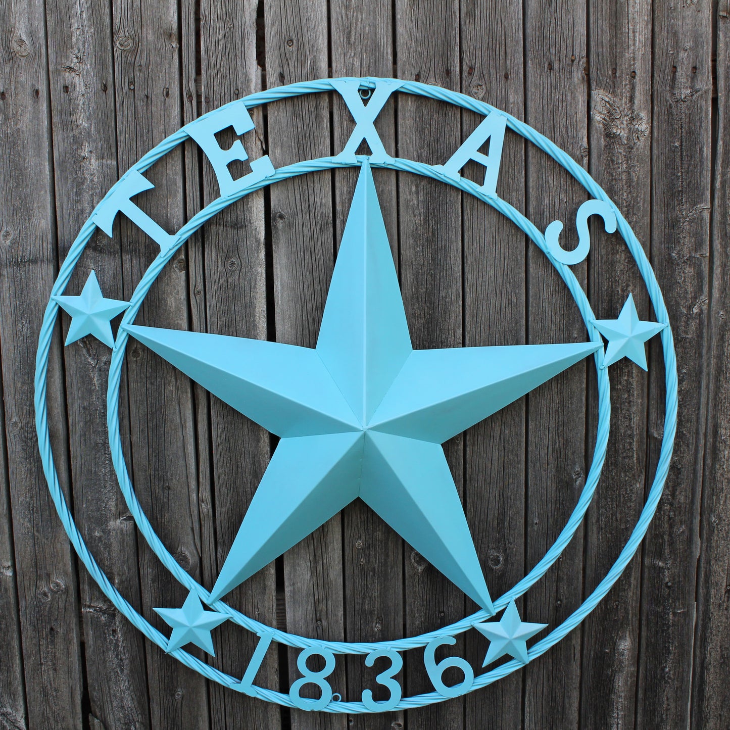 TEXAS 1836 TURQUOISE AQUA BARN METAL 3d LONESTAR WESTERN HOME DECOR NEW #EH12841 24",36",40",50"