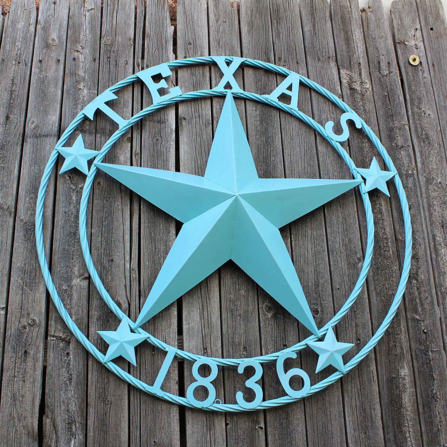 TEXAS 1836 TURQUOISE AQUA BARN METAL 3d LONESTAR WESTERN HOME DECOR NEW #EH12841 24",36",40",50"