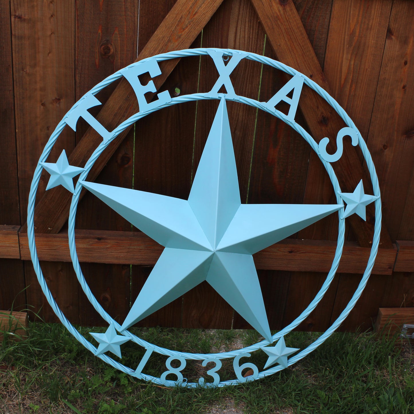 TEXAS 1836 TURQUOISE AQUA BARN METAL 3d LONESTAR WESTERN HOME DECOR NEW #EH12841 24",36",40",50"