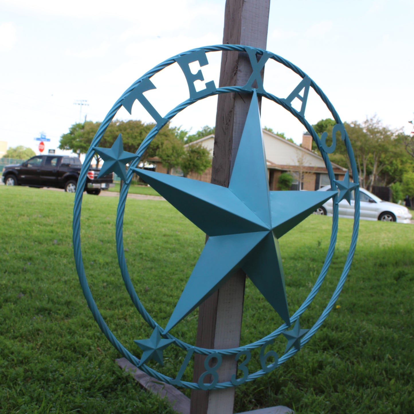TEXAS 1836 TURQUOISE AQUA BARN METAL 3d LONESTAR WESTERN HOME DECOR NEW #EH12841 24",36",40",50"