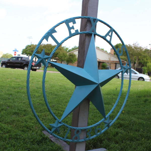 TEXAS 1836 TURQUOISE AQUA BARN METAL 3d LONESTAR WESTERN HOME DECOR NEW #EH12841 24",36",40",50"