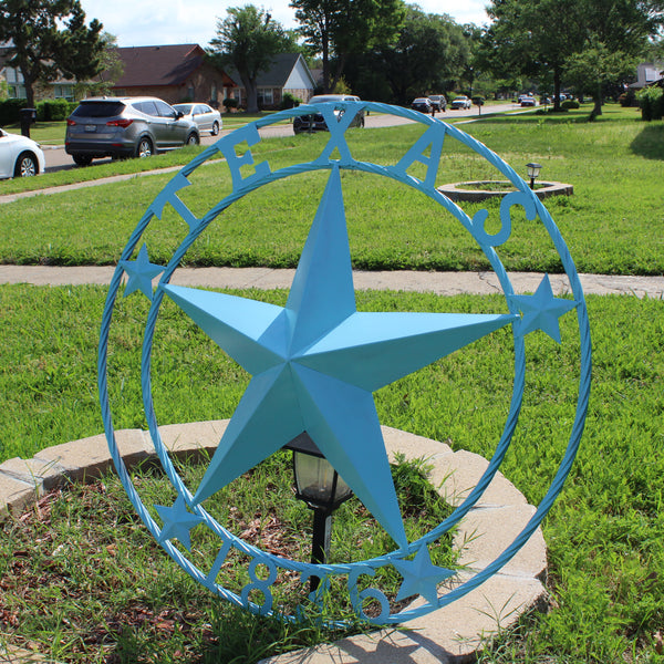 TEXAS 1836 TURQUOISE AQUA BARN METAL 3d LONESTAR WESTERN HOME DECOR NEW #EH12841 24",36",40",50"