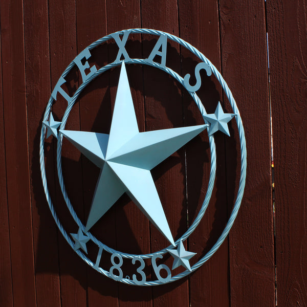 TEXAS 1836 TURQUOISE AQUA BARN METAL 3d LONESTAR WESTERN HOME DECOR NEW #EH12841 24",36",40",50"