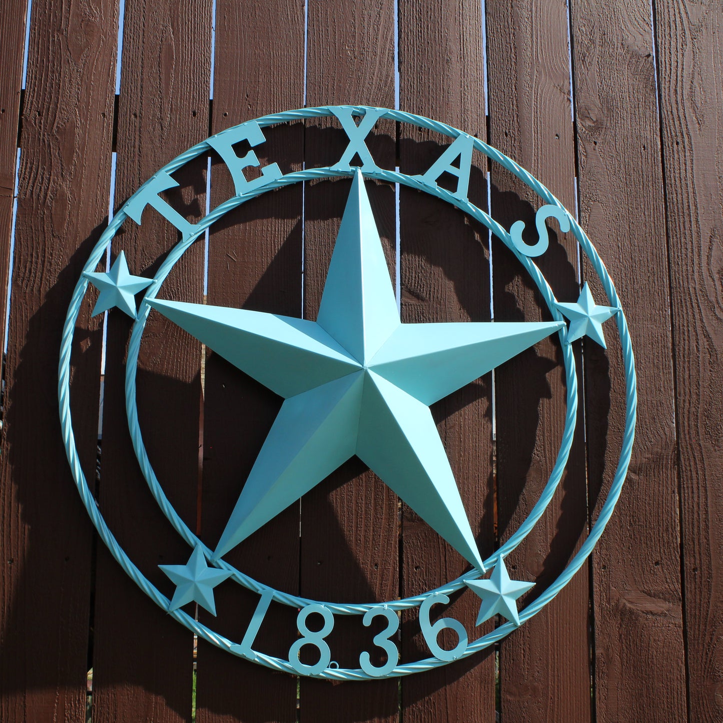 TEXAS 1836 TURQUOISE AQUA BARN METAL 3d LONESTAR WESTERN HOME DECOR NEW #EH12841 24",36",40",50"