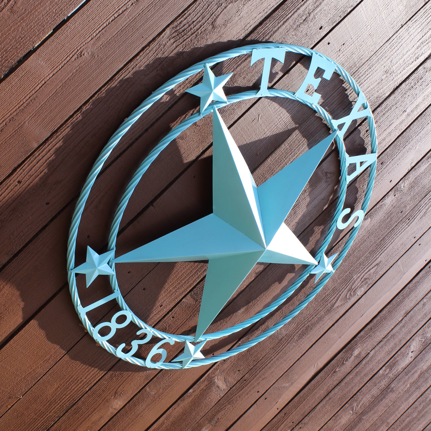 TEXAS 1836 TURQUOISE AQUA BARN METAL 3d LONESTAR WESTERN HOME DECOR NEW #EH12841 24",36",40",50"