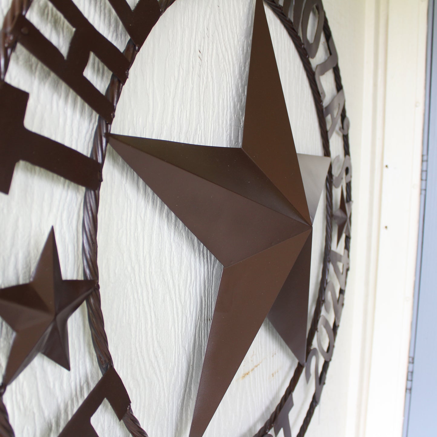 THE ESPINOZA STAR STYLE YOUR CUSTOM FAMILY NAME STAR METAL BARN STAR TWISTED ROPE RING WESTERN HOME DECOR RUSTIC BROWN HANDMADE 24",32",36",40",50"