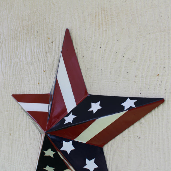 #EH11753 USA BARN STAR AMERICAN FLAG STAR RED WHITE & BLUE METAL STAR HANDMADE NEW 12",24",30"