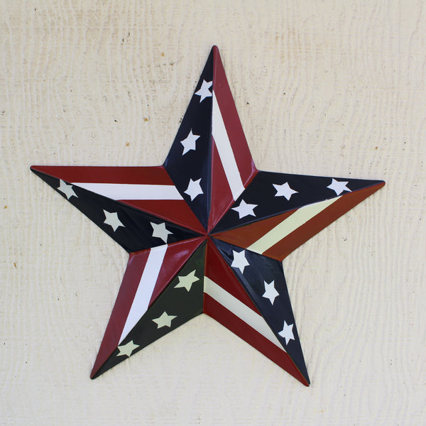 #EH11753 USA BARN STAR AMERICAN FLAG STAR RED WHITE & BLUE METAL STAR HANDMADE NEW 12",24",30"