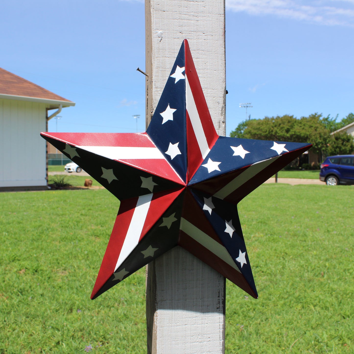 USA BARN STAR AMERICAN FLAG STAR RED WHITE & BLUE METAL STAR HANDMADE NEW 12",24",30" #EH11753