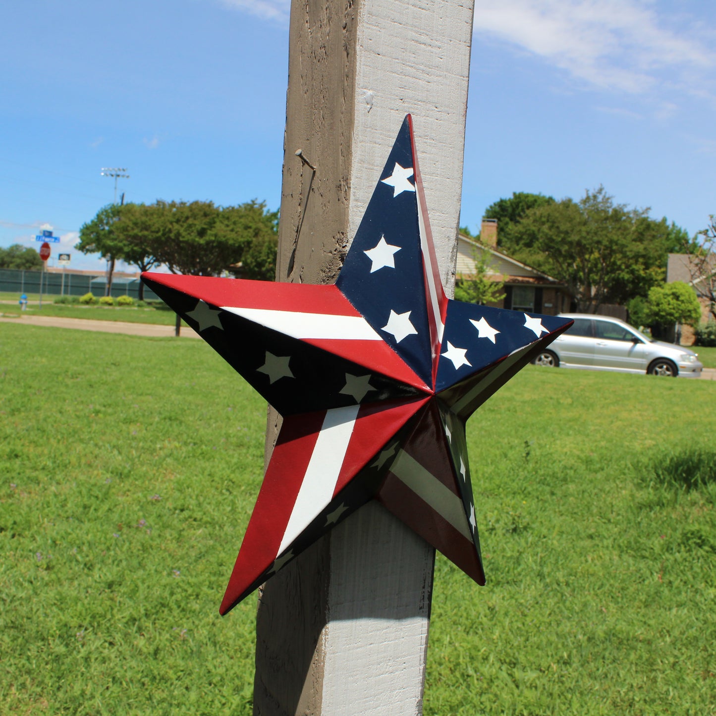 USA BARN STAR AMERICAN FLAG STAR RED WHITE & BLUE METAL STAR HANDMADE NEW 12",24",30" #EH11753