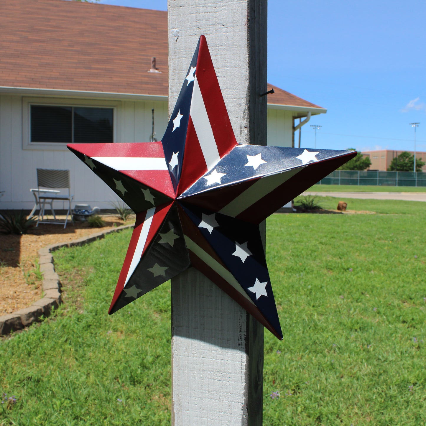 USA BARN STAR AMERICAN FLAG STAR RED WHITE & BLUE METAL STAR HANDMADE NEW 12",24",30" #EH11753