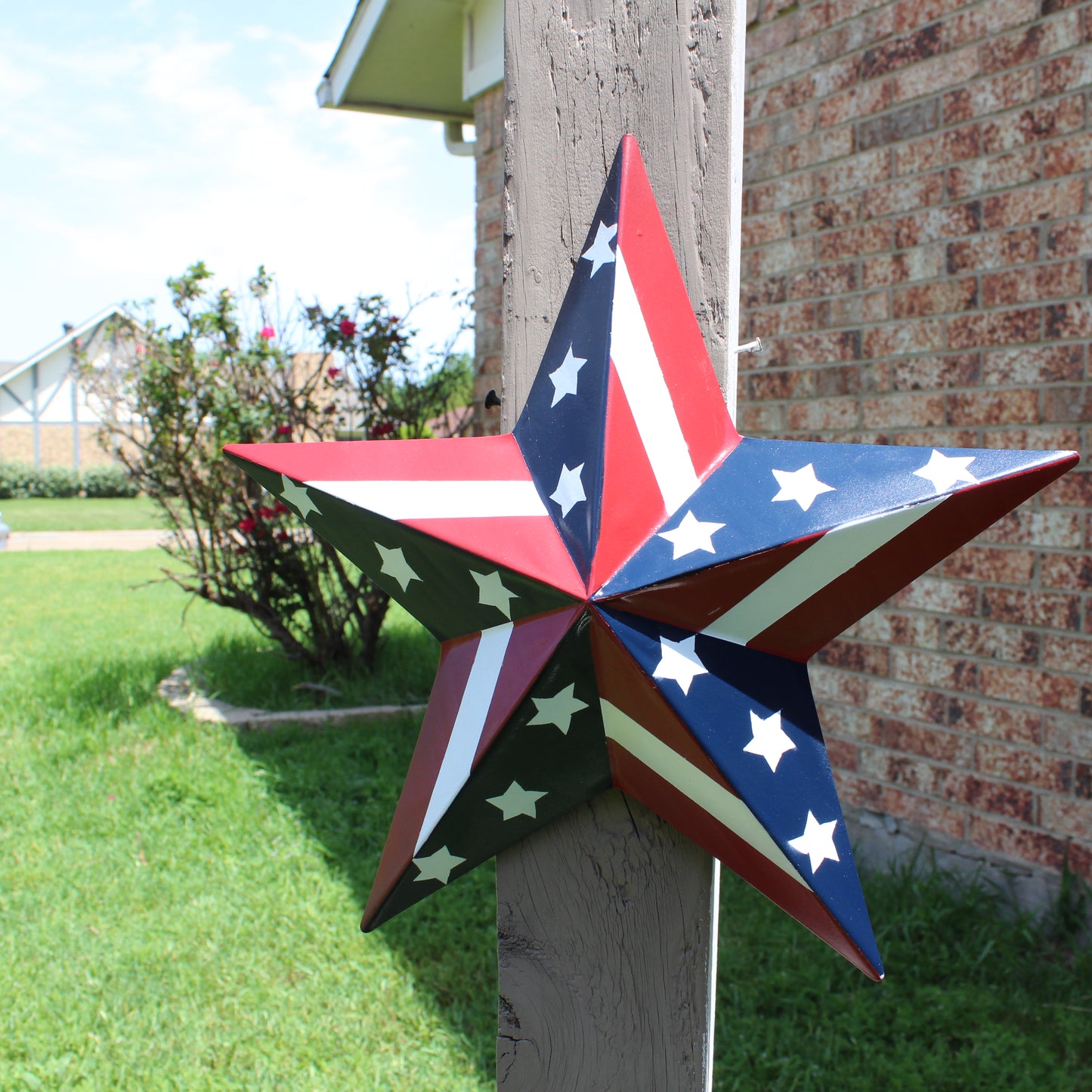 USA BARN STAR AMERICAN FLAG STAR RED WHITE & BLUE METAL STAR HANDMADE NEW 12",24",30" #EH11753