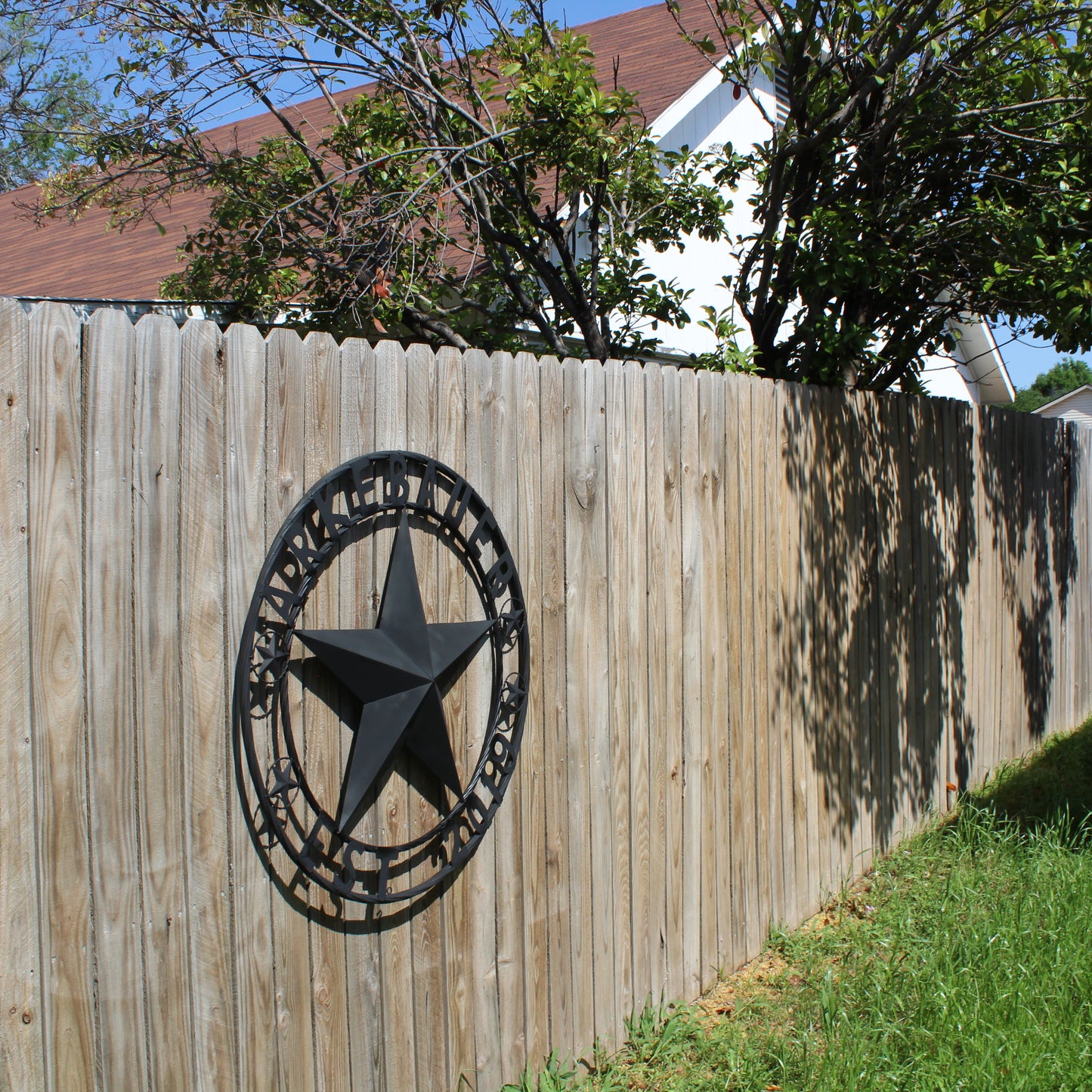 ARKEBAUER STAR STYLE YOUR CUSTOM FAMILY NAME STAR METAL BARN STAR TWISTED ROPE RING WESTERN HOME DECOR RUSTIC BLACK HANDMADE 24",32",36",40",50"