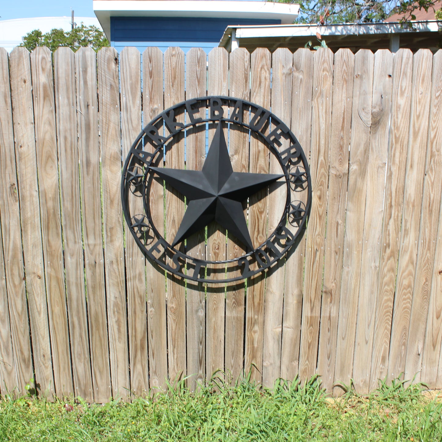 ARKEBAUER STAR STYLE YOUR CUSTOM FAMILY NAME STAR METAL BARN STAR TWISTED ROPE RING WESTERN HOME DECOR RUSTIC BLACK HANDMADE 24",32",36",40",50"