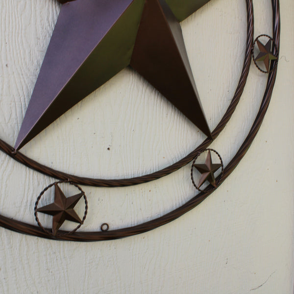WELCOME BARN STAR METAL LONE STAR TWISTED ROPE RING WESTERN HOME DECOR HANDMADE #EH12842