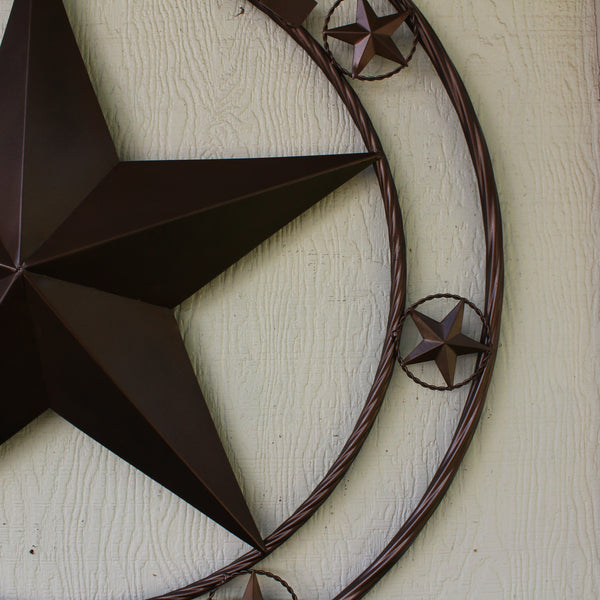 WELCOME BARN STAR METAL LONE STAR TWISTED ROPE RING WESTERN HOME DECOR HANDMADE #EH12842